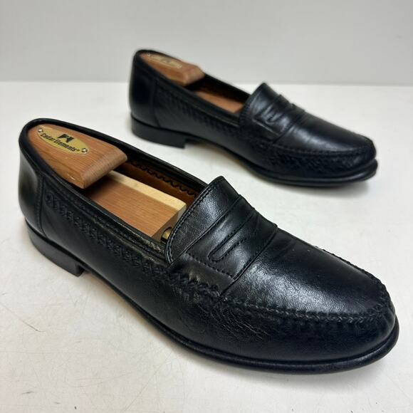 EUC Salvatore Ferragamo Black Calf Penny Loafer Moccasin Made in Italy VTG 7 D